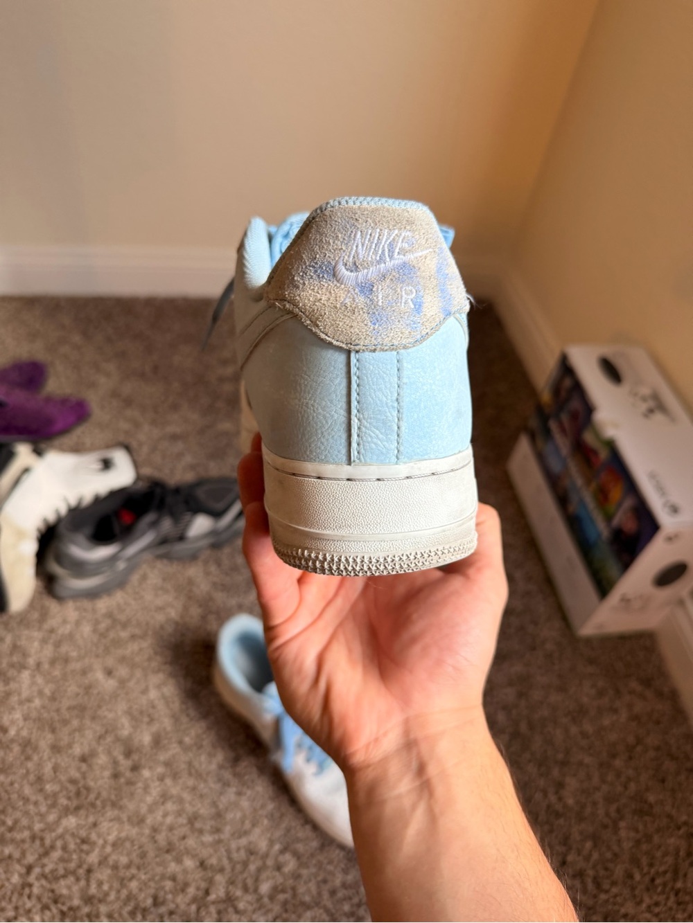 Nike Men's Light Blue and White Air Force 1 Low - Picture 3 of 13